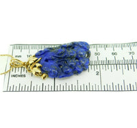 14k Yellow Gold Chinese Export Carved Genuine Natural Lapis Pendant (#J4815)