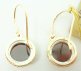 14K Gold Round 7.01ct Rose Cut Genuine Natural Garnet Earrings (#J2487)