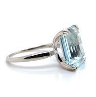 5.46ct Emerald Cut Genuine Natural Aquamarine 14k White Gold Ring (#J5790)