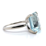 5.46ct Emerald Cut Genuine Natural Aquamarine 14k White Gold Ring (#J5790)