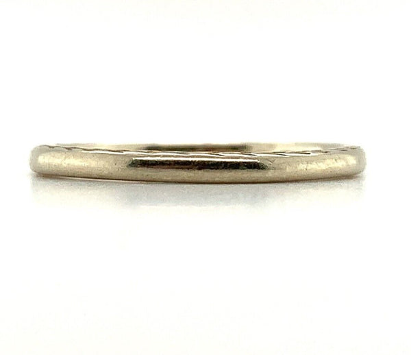 14k White Gold Band with Chevron Engraved Sides Dated 1923 Size 6.75 (#J5899)