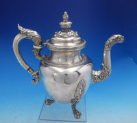 John Wesley Forbes Coin Silver Tea Pot Figural Lion Spout Lion Paw Feet (#3987)