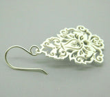 935 Sterling Custom Laser Cut Earrings Chrysanthemum Flower Damask (#J4404)