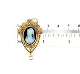 Incredible 14k Genuine Natural Black White Agate Stone Cameo Earrings (#J5511)