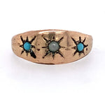 9k Yellow Gold Baby Ring with Turquoise Glass in Star Design Jewelry (#J5966)