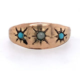 9k Yellow Gold Baby Ring with Turquoise Glass in Star Design Jewelry (#J5966)