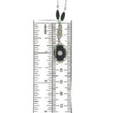 Art Deco 14k White Gold Necklace Genuine Natural Black Onyx and Diamond (#J5361)