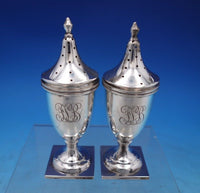 Sterling Silver Salt Pepper Shaker Set 2pc #151 Urn Shape on Square Base (#6874)