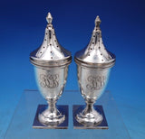 Sterling Silver Salt Pepper Shaker Set 2pc #151 Urn Shape on Square Base (#6874)