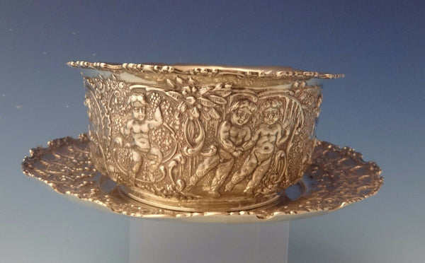 Tiffany & Co. Sterling Silver Child's Set 2pc Bowl & Underplate w/Cupids #0111