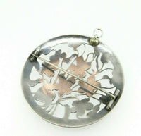 Arts and Crafts Sterling Violets Pin Hand Wrought 2" Diameter (#J4463)