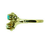 10k Yellow Gold Victorian Genuine Natural Turquoise and Diamond Ring (#J4533)