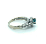 14k White Gold 1.03 Carat Teal Genuine Natural Sapphire Diamond Ring (#J5220)