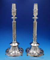 Forget Me Not by Hadad Sterling Silver Candlestick Pair 14 3/4" Tall (#4403)