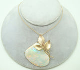 14K Gold Huge Custom 26.5ct Genuine Natural Opal Pendant (#J2752)