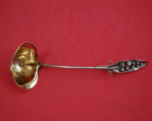 Wood and Hughes Sterling Silver Sauce Ladle GW with 3-D Leaf and Flowers 7"
