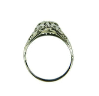 18k White Gold Filigree Heart .10ct Genuine Natural Diamond Ring (#J4768)