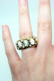 Large 14k Yellow Gold Wide Eternity Band Cameo Ring (#J2465)