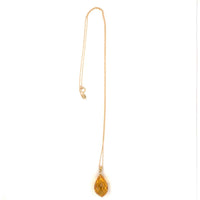 14k Yellow Gold Briolette Genuine Natural Citrine Pendant on Chain (#J5463)