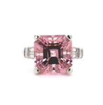 18k White Gold 5 Carat Asscher Cut Pink Genuine Natural Tourmaline Ring (#J5613)