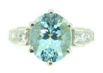 Platinum 6.41ct Genuine Natural Aquamarine Ring with 1/2ct Diamonds (#J4138)