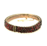 Genuine Natural Bohemian Garnet Bangle Bracelet Three Row (#J5253)