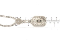 14k White Gold Genuine Natural Rock Crystal Quartz Necklace with Enamel (#J5935)