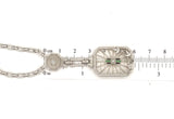 14k White Gold Genuine Natural Rock Crystal Quartz Necklace with Enamel (#J5935)