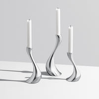 Georg Jensen Stainless Steel Cobra Candleholder Set 3pc Modern New in Box