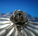 Hungarian Sterling Silver Tea Caddy Oval Fluted with 3-D Rose Finial (#5512)