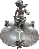 Portuguese Sterling Cherub Stand w/Cherub Finial & Feet Figural Beautiful