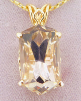 14k Gold Pendant with 11ct Champagne Genuine Natural Smoky Quartz (#J3978)