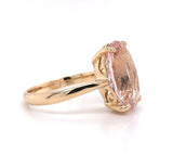 5.21ct Yellow Gold Oval Genuine Natural Morganite Solitaire Ring (#J5791)
