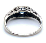 14k White Gold Art Deco .44ct Genuine Natural Sapphire Filigree Ring (#J5172)