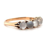 14k Yellow Gold Antique Five Genuine Natural Moonstone Band Ring (#J5694)
