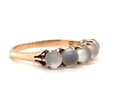14k Yellow Gold Antique Five Genuine Natural Moonstone Band Ring (#J5694)