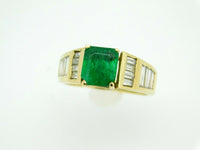 14K Gold 1 1/4ct Genuine Natural Emerald Ring with 3/4ct Diamonds (#J2646)