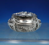 Sterling Silver Box Round with Repousse Rococo Flowers Scrollwork (#6841)