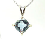 14k Gold 1.27ct Cushion Cut Genuine Natural Aquamarine Pendant (#J3644)