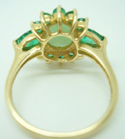 Stunning 14k Gold Jade Ring Surrounded by Emeralds (#J146)