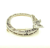 14k White Gold Filigree Circle Ribbon Genuine Natural Diamond Pin (#J5293)