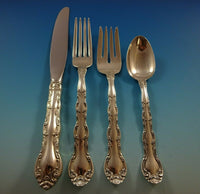 French Scroll by Alvin Sterling Silver Flatware Set For 12 Service 48 Pieces