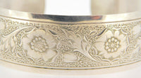 Sterling Cuff Bracelet Engine Turned with Flowers (#J3965)