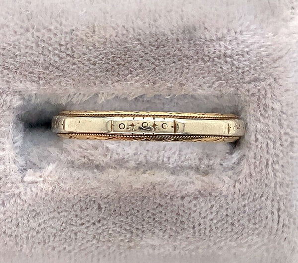 14k Yellow and White Gold Wedding Band Jewelry Size 7.5 (#J5867)