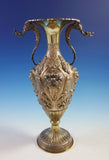 Camusso Peruvian Sterling Silver Vases Pair with Applied Winged Griffins (#2914)