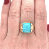 14k Yellow Gold Men's 4.22ct Genuine Natural Turquoise Ring Size 11.75 (#J6136)