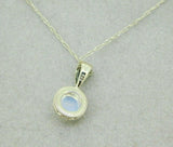 14k White Gold 1 Carat Fine Genuine Natural Moonstone Pendant (#J4901)