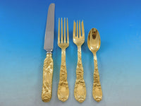 Chrysanthemum Gold by Tiffany Sterling Silver Flatware Set Service 82 pcs Dinner