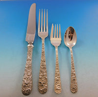 Repousse by Kirk Sterling Silver Flatware Set for 8 Service 34 pieces Dinner