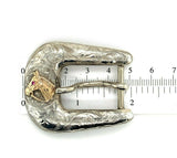 Sterling Belt Bucklet Set 3pc with 10k Yellow Gold Horse (#J5481)
